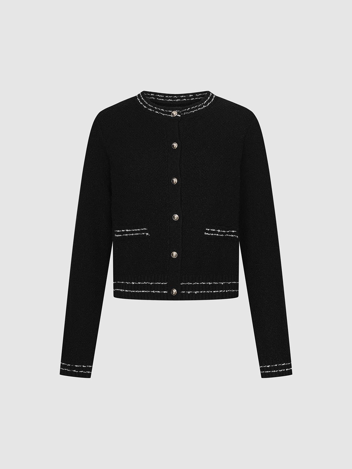 Button Up Crew Neck Knitted Cardigans