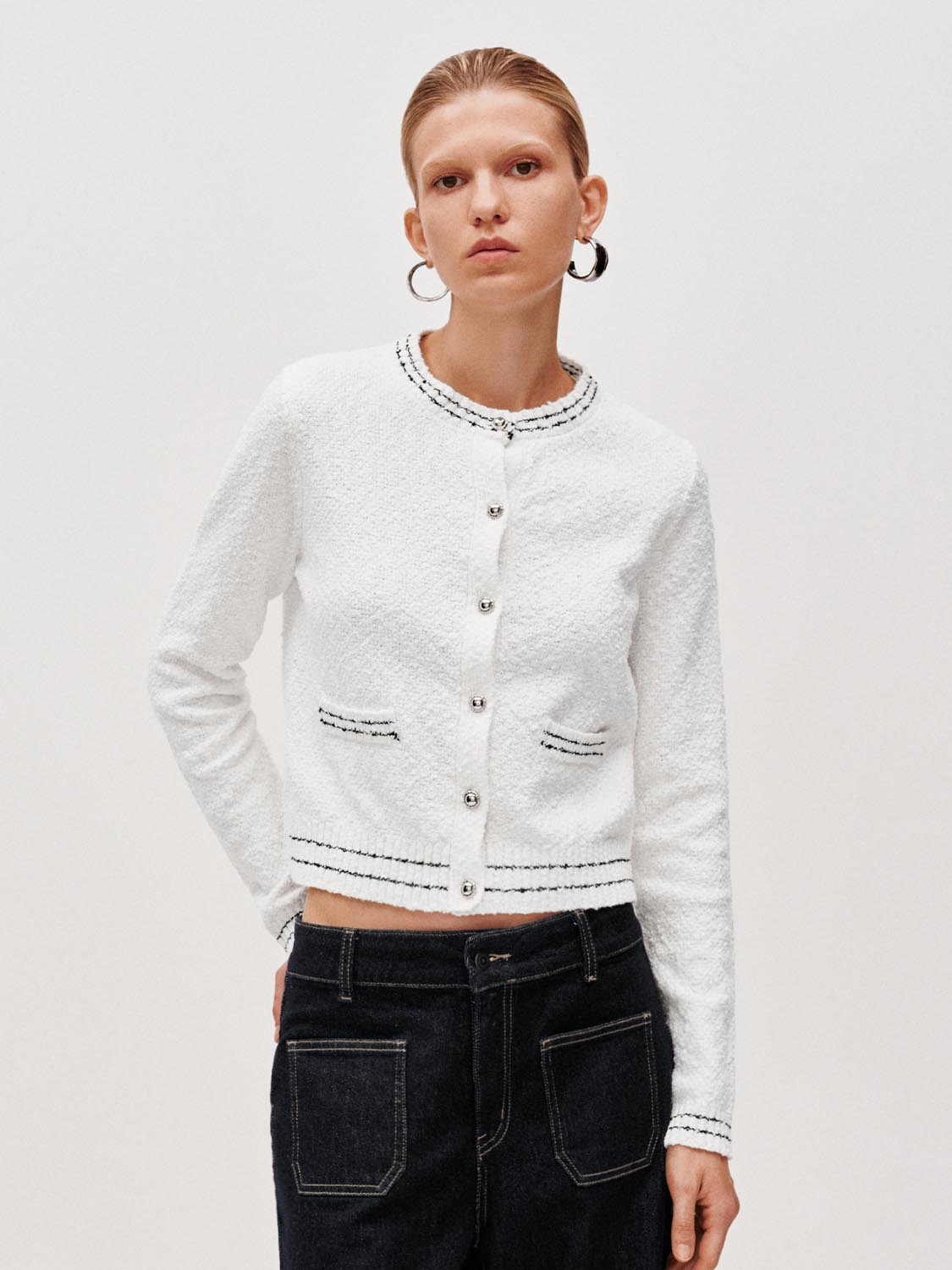 Button Up Crew Neck Knitted Cardigans