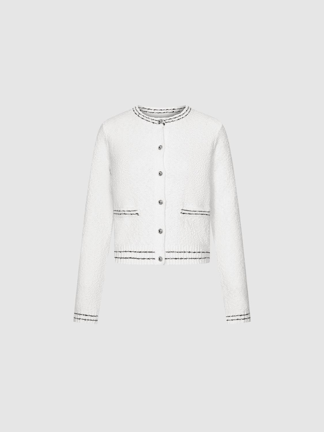 Button Up Crew Neck Knitted Cardigans