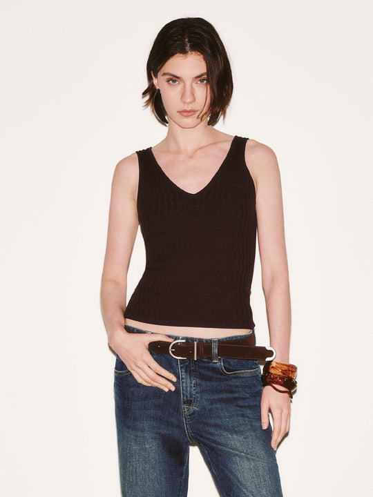 V-Neck Sleeveless Knitted T-Shirts