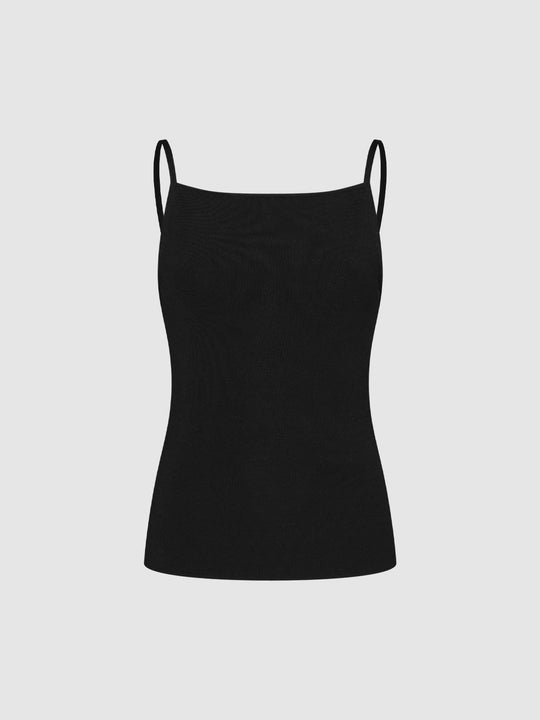 Ribbed Knitted Spaghetti Strap Tank Top
