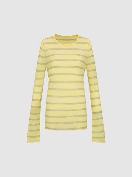 Striped Lightweight Alpaca Wool Blend T-shirt