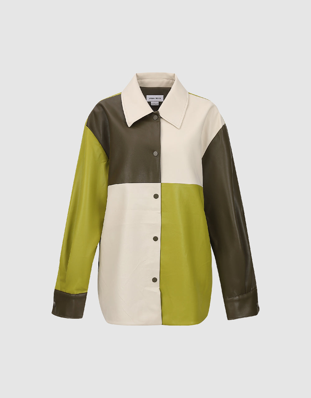 Colorblocks Vegan Leather A-Line Jacket