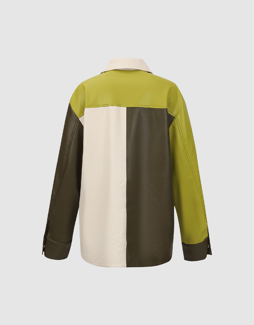 Colorblocks Vegan Leather A-Line Jacket