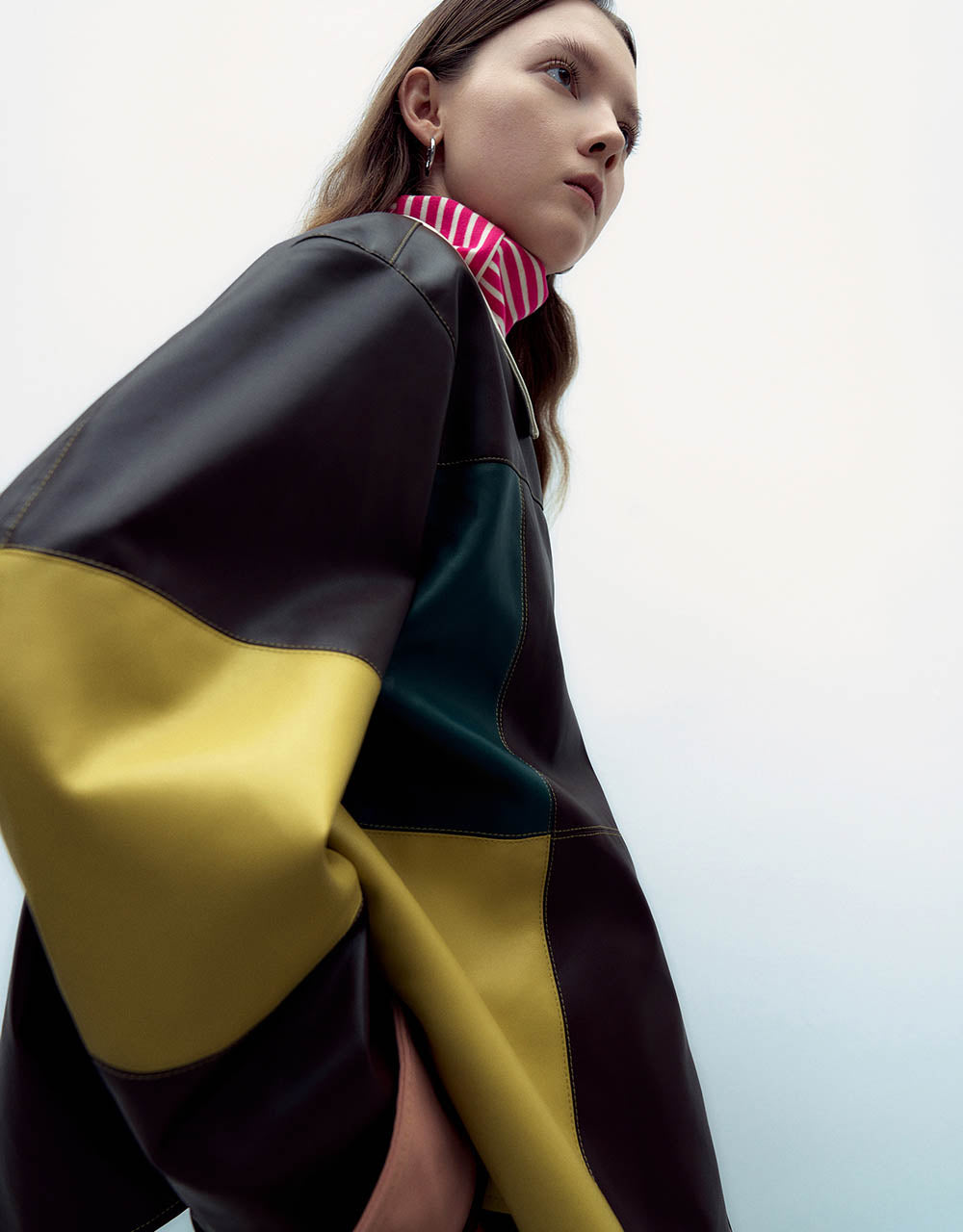 Colorblocks Vegan Leather Straight Jacket