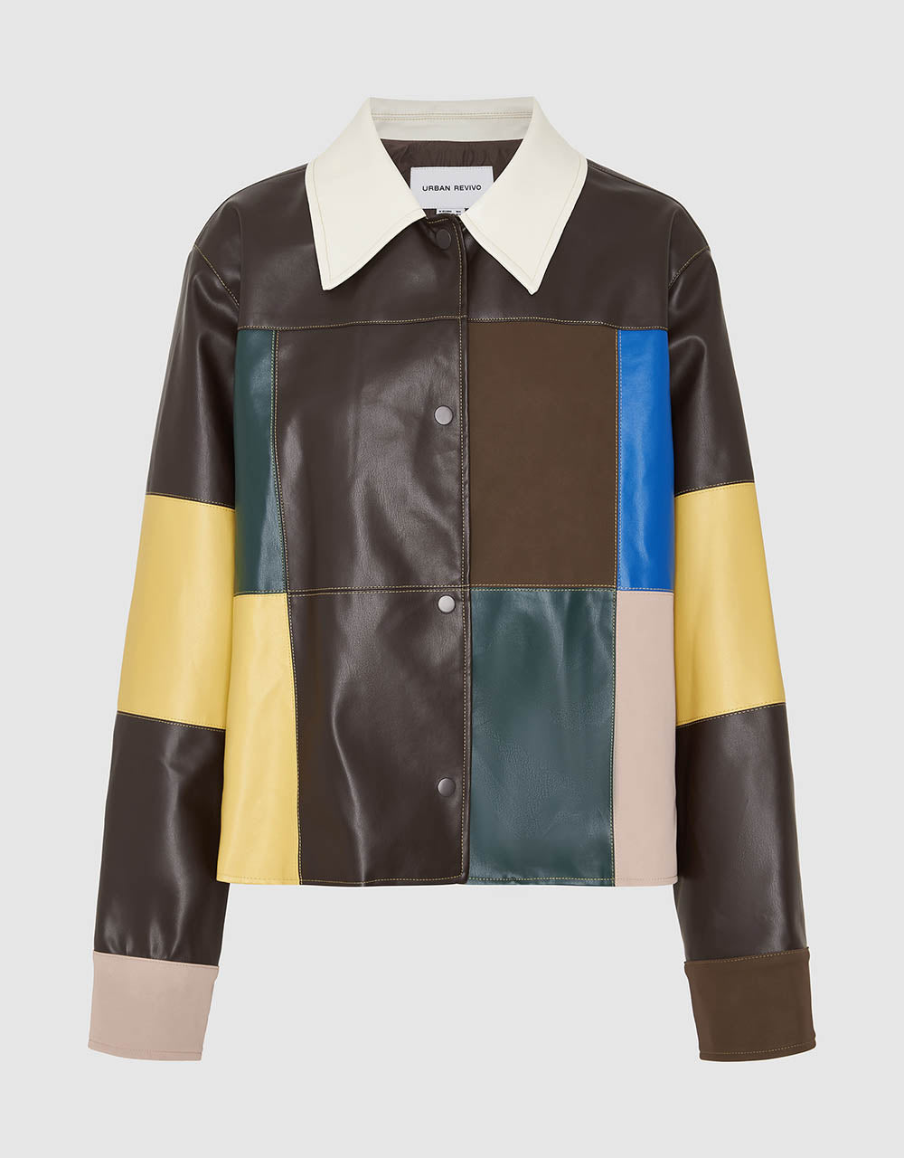 Colorblocks Vegan Leather Straight Jacket
