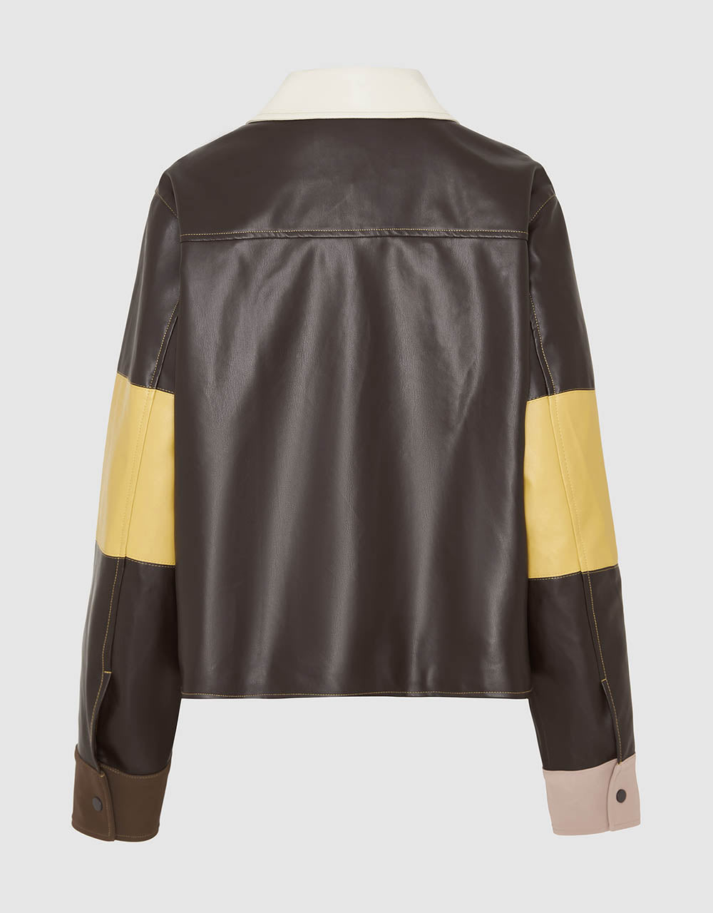 Colorblocks Vegan Leather Straight Jacket