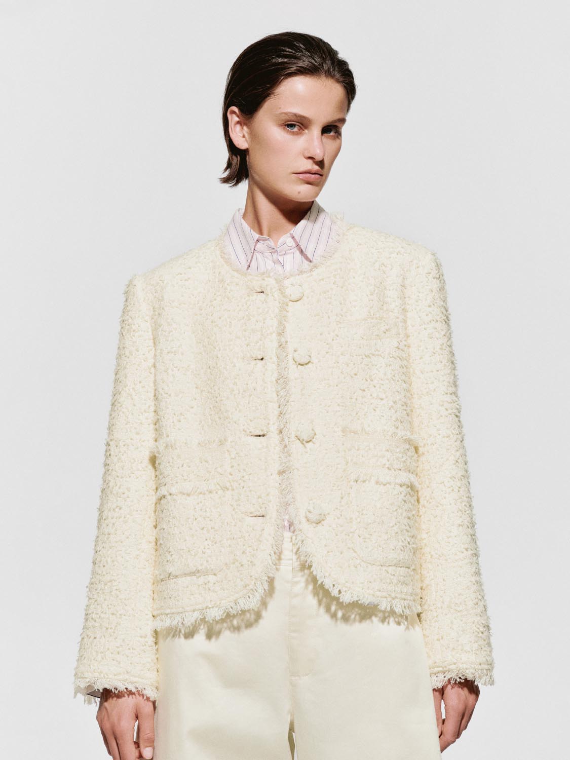 Tailored Raw Hem Tweed Jackets