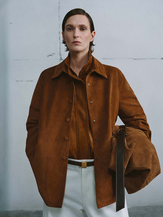 Button Up Loose Fit Leather Jackets