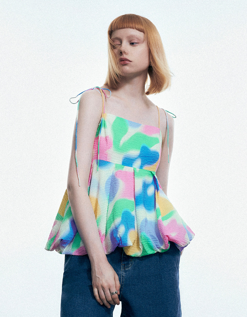 Printed Off-Shoulder Cami Blouse