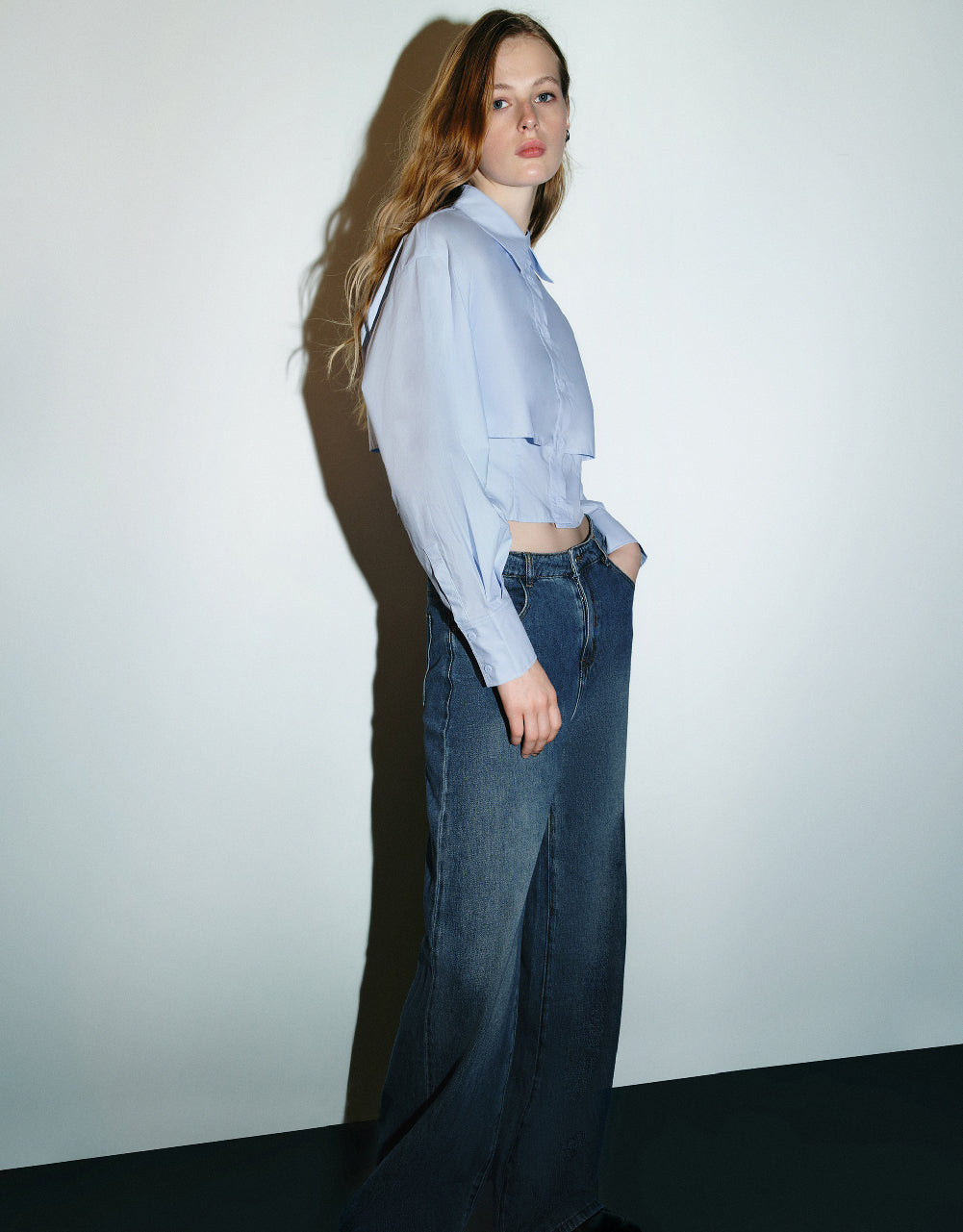 Drop Shoulder Sleeve Lapel Shirt