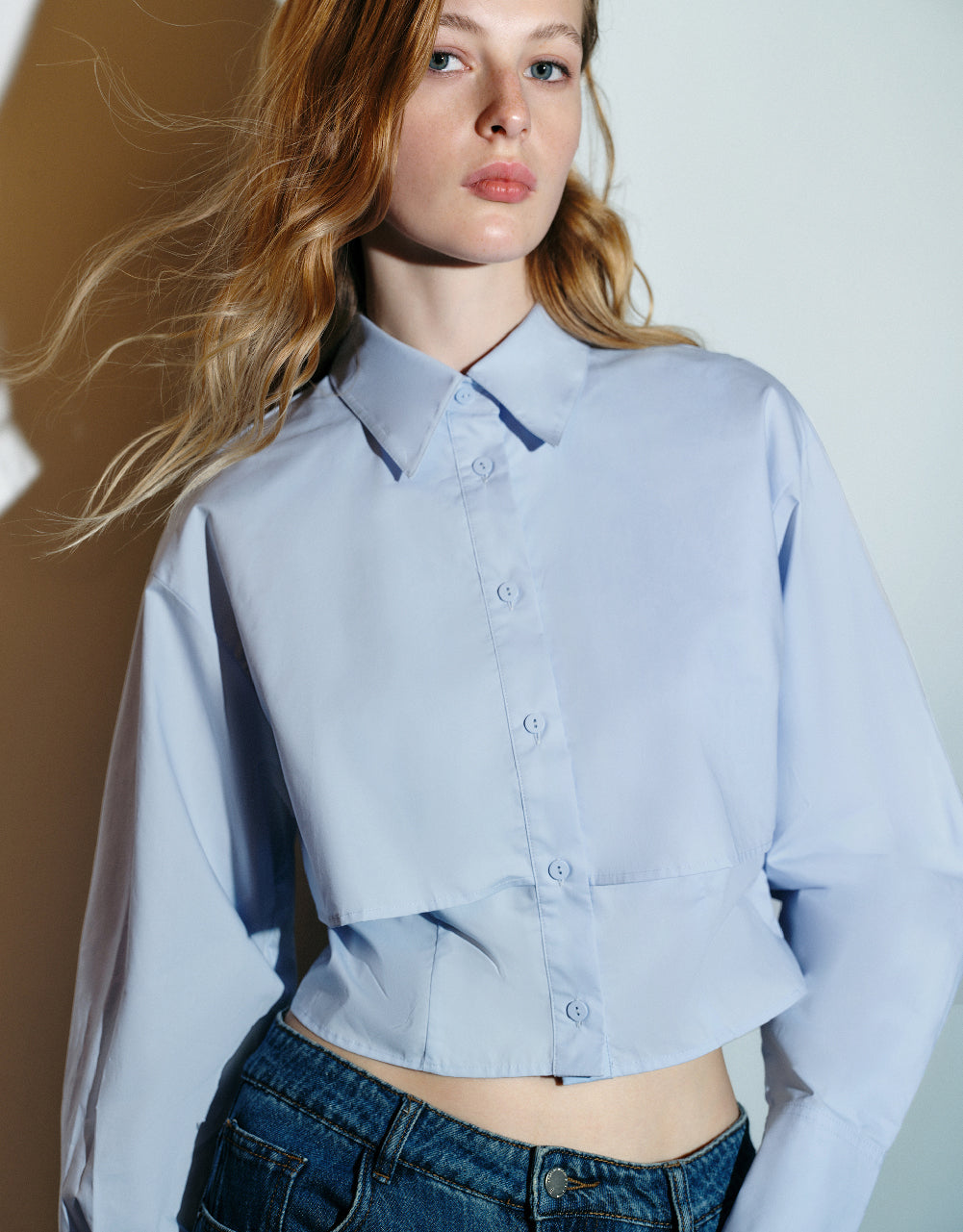 Drop Shoulder Sleeve Lapel Shirt