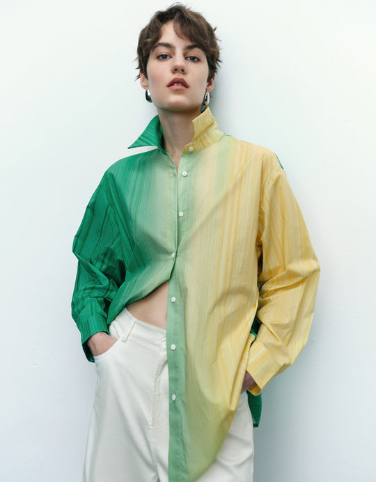 Button Up Two Tone Shirt