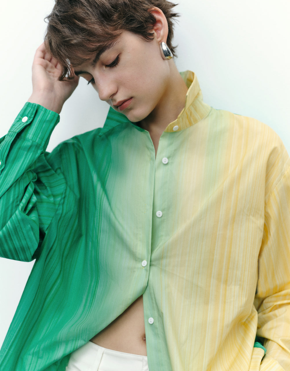 Button Up Two Tone Shirt
