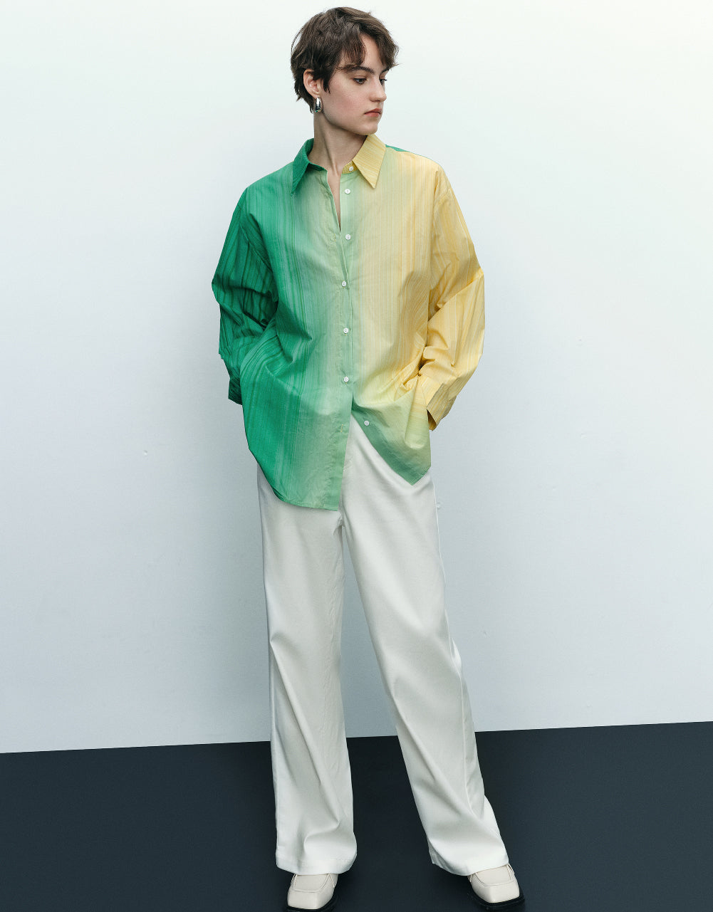 Button Up Two Tone Shirt