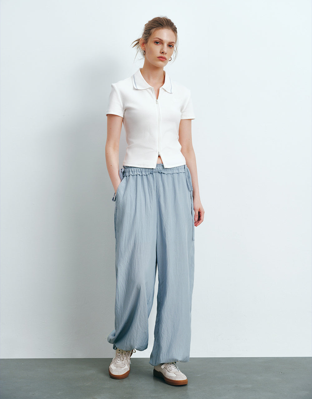 Zipper Front Skinny Shirt