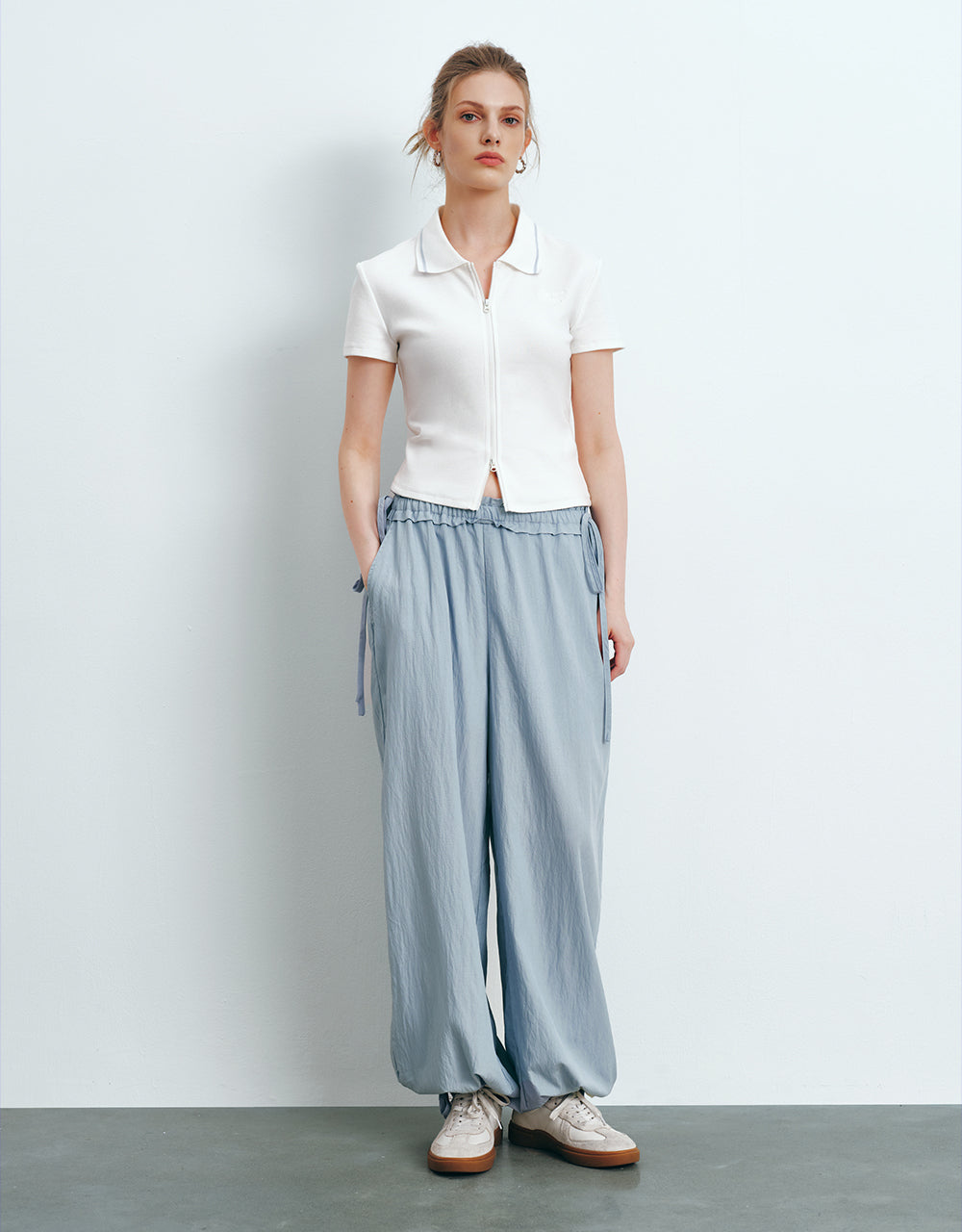Zipper Front Skinny Shirt