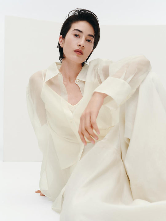 100% Silk Sheer Loose-Fit Shirts