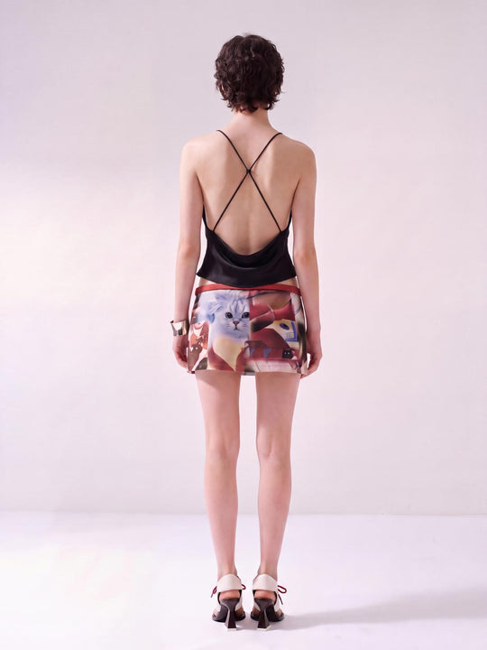 Fitted Cowl Neck Sleeveless Cami Top
