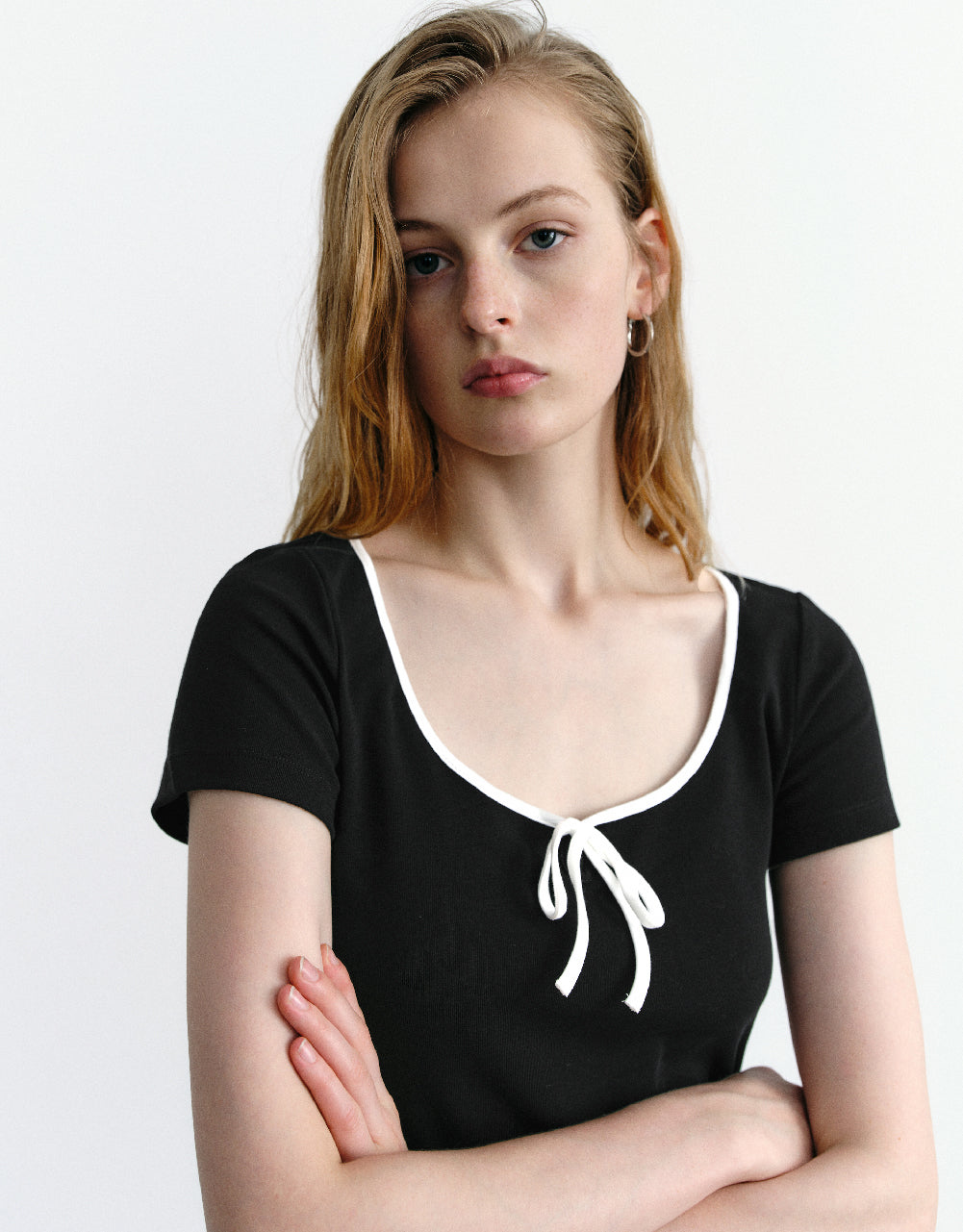 Tie Front U Neck T-Shirt