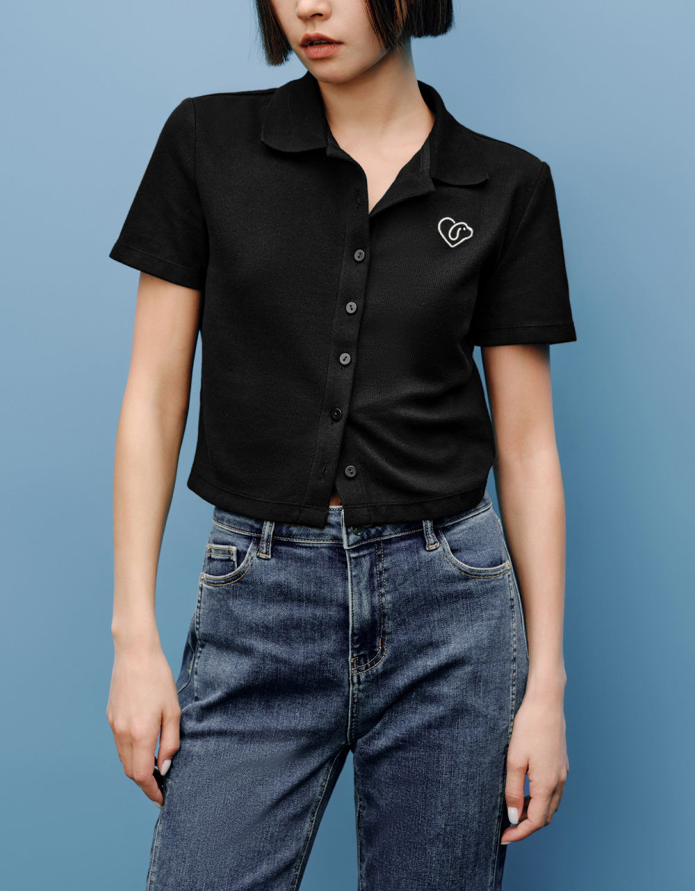 Linear Pattern Detail Polo Shirt