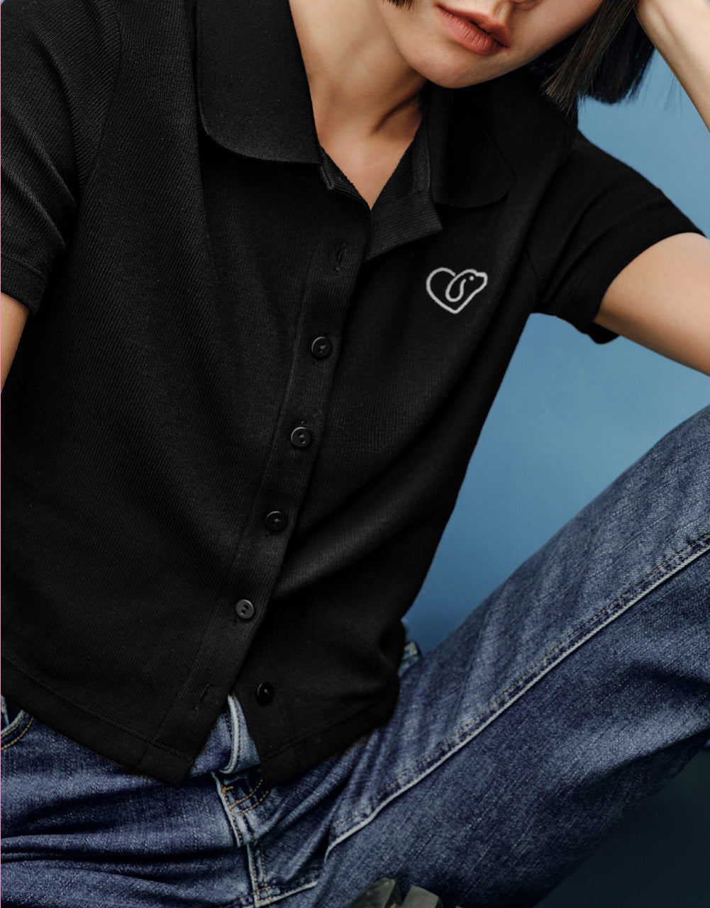 Linear Pattern Detail Polo Shirt
