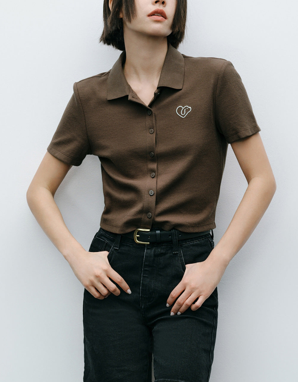 Linear Pattern Detail Polo Shirt
