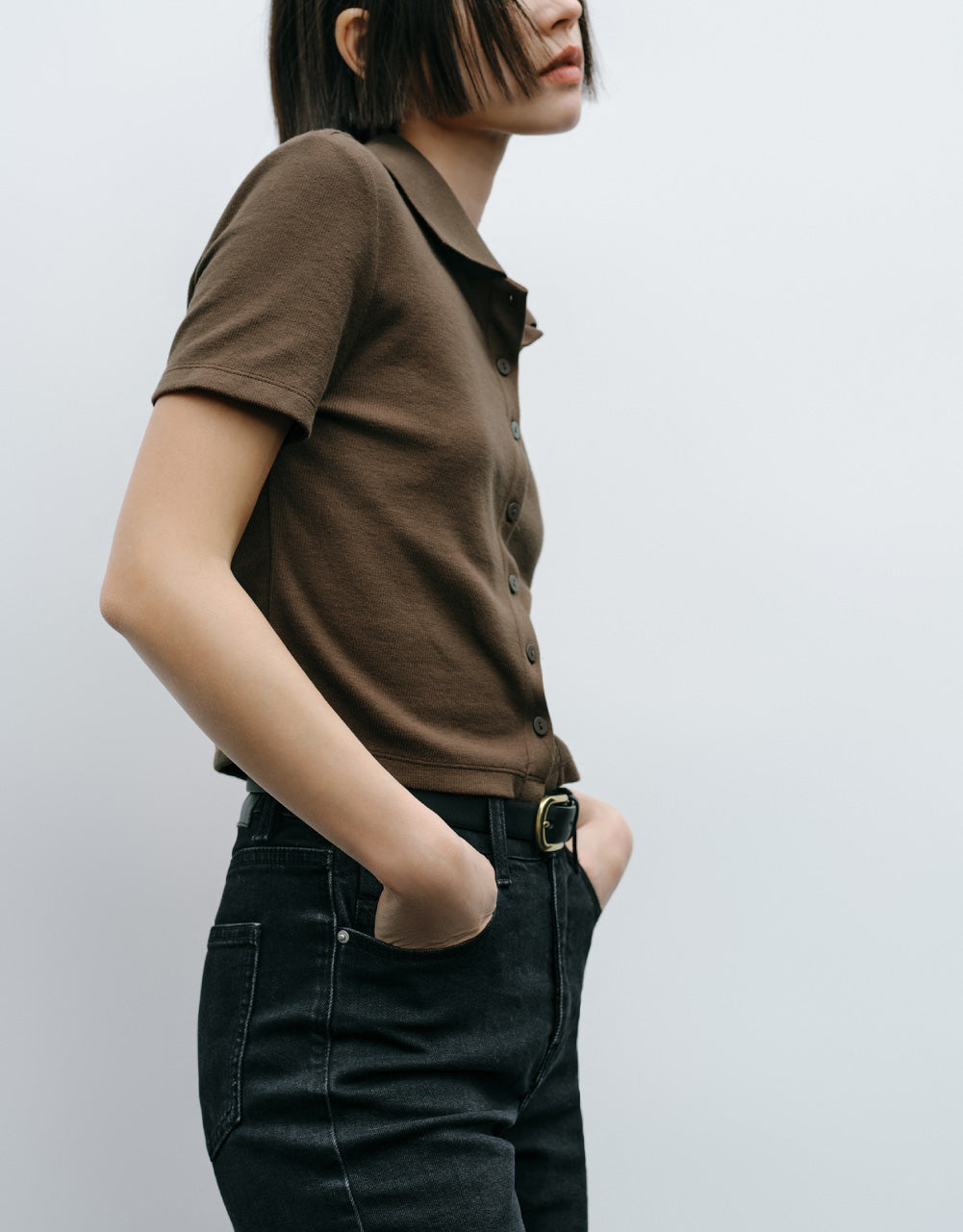 Linear Pattern Detail Polo Shirt