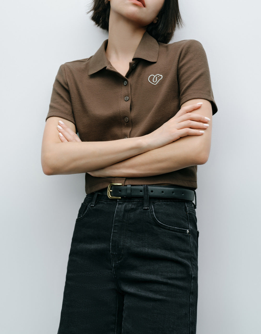 Linear Pattern Detail Polo Shirt