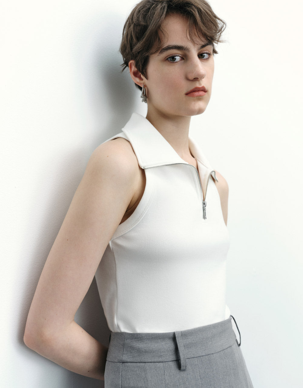 Zip Half Placket Tank Top