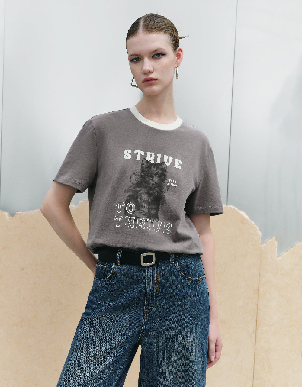Printed Crew Neck Straight T-Shirt
