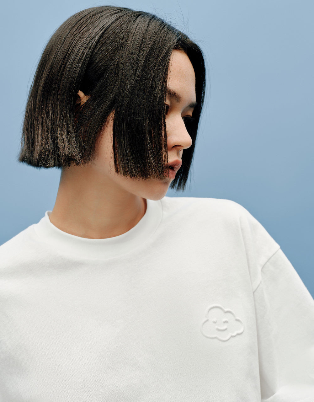 Cloud Embossed Crew Neck T-Shirt