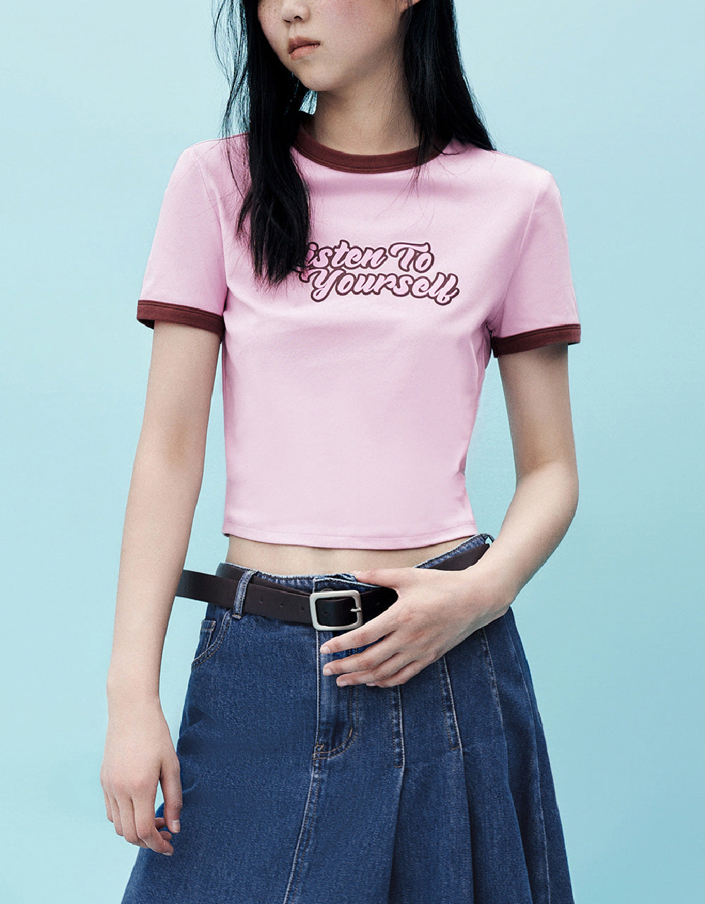 Letter Printed Crew Neck Straight T-Shirt