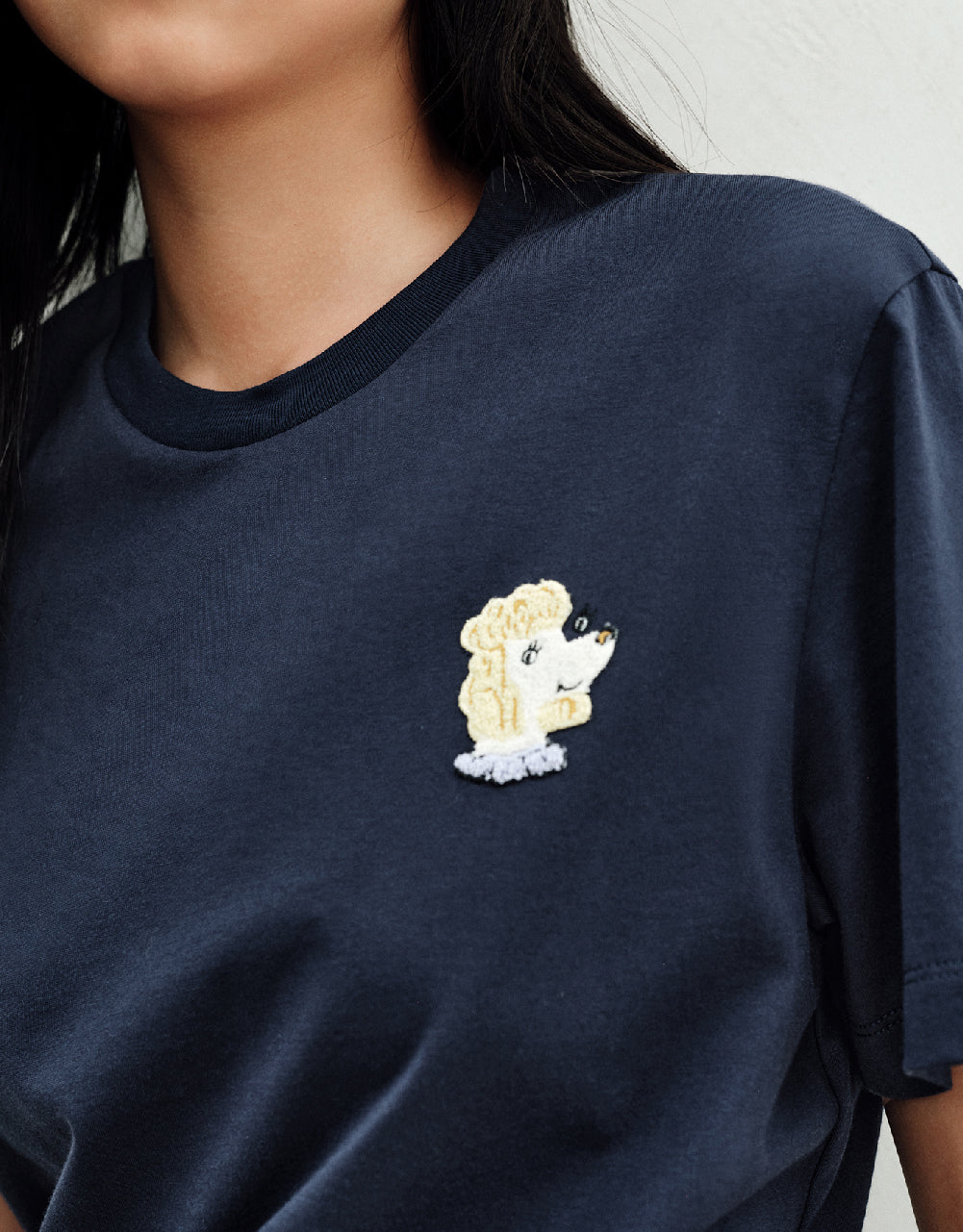 Cartoon Embroidered Crew Neck T-Shirt