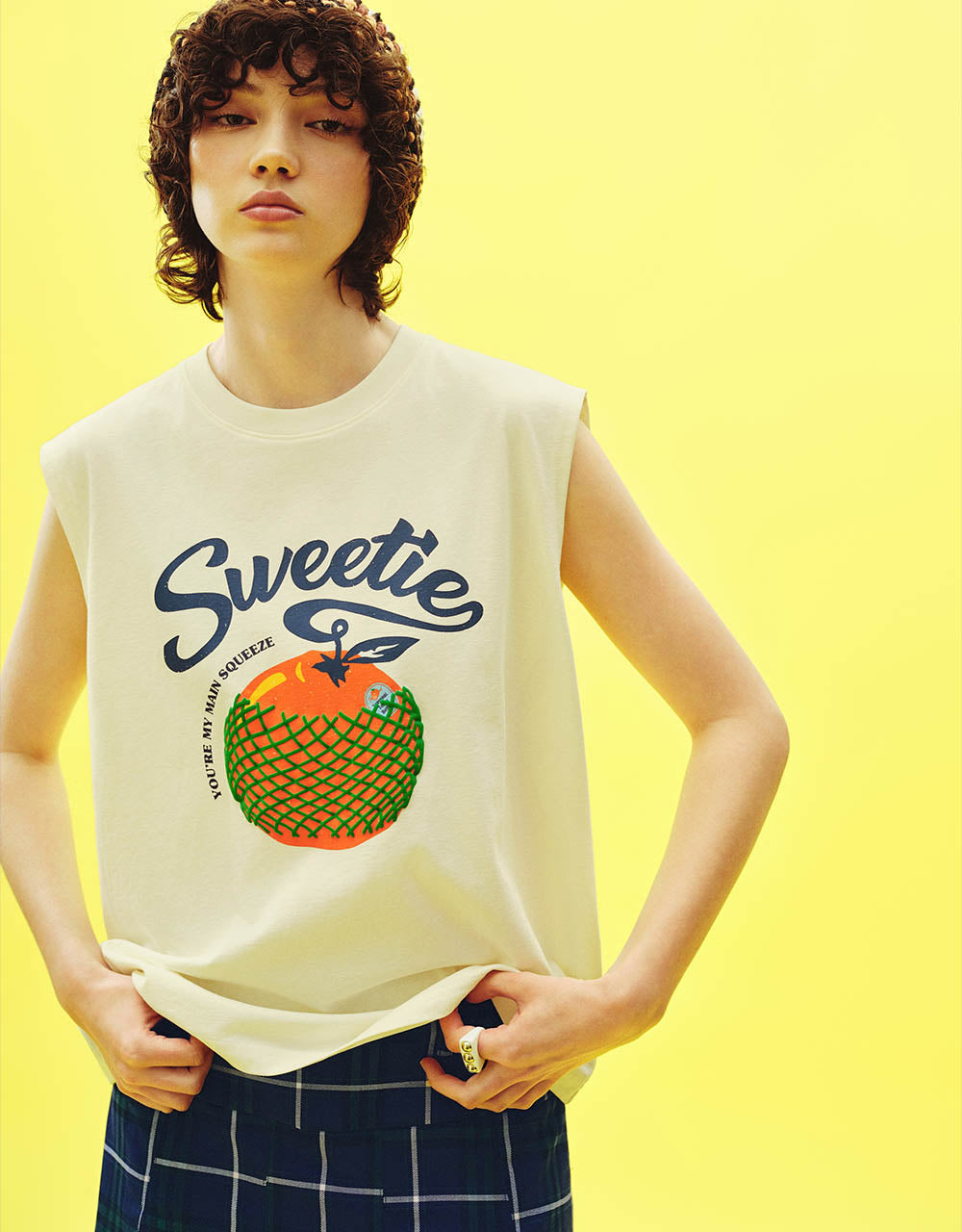 Printed Crew Neck Tank Top