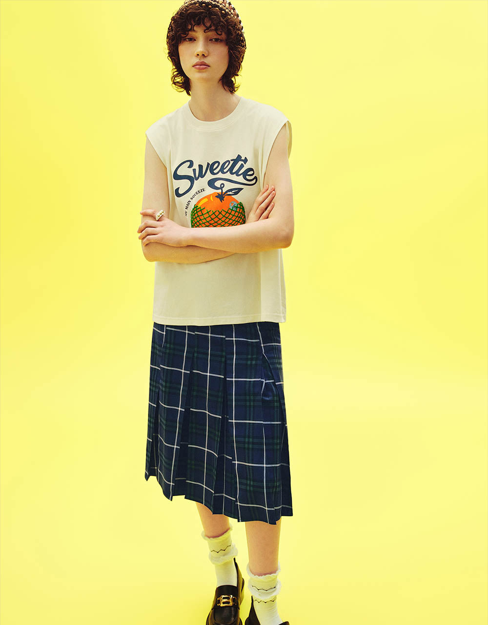 Printed Crew Neck Tank Top