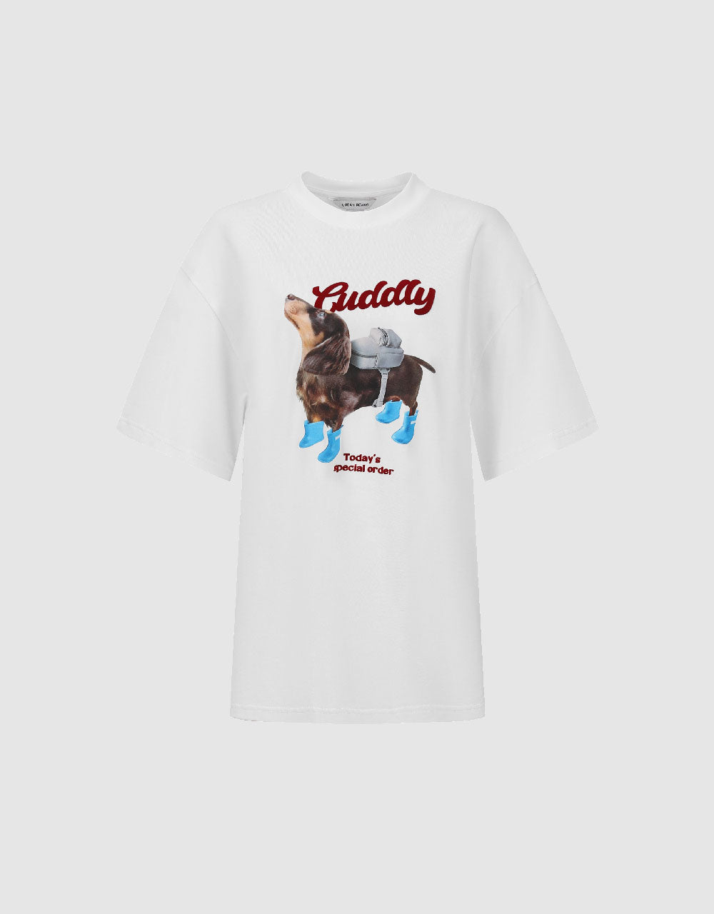 Dog Printed Crew Neck Loose T-Shirt
