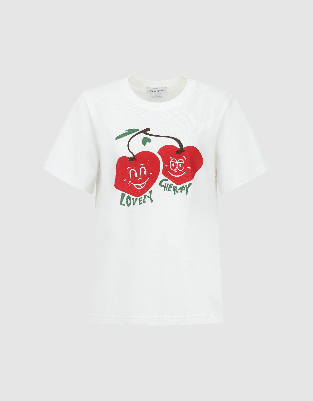 Cherry Printed Crew Neck Straight T-Shirt