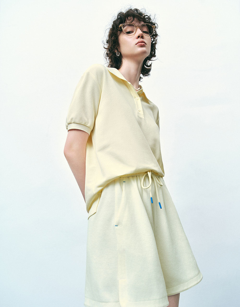 Button Half Placket Straight T-Shirt