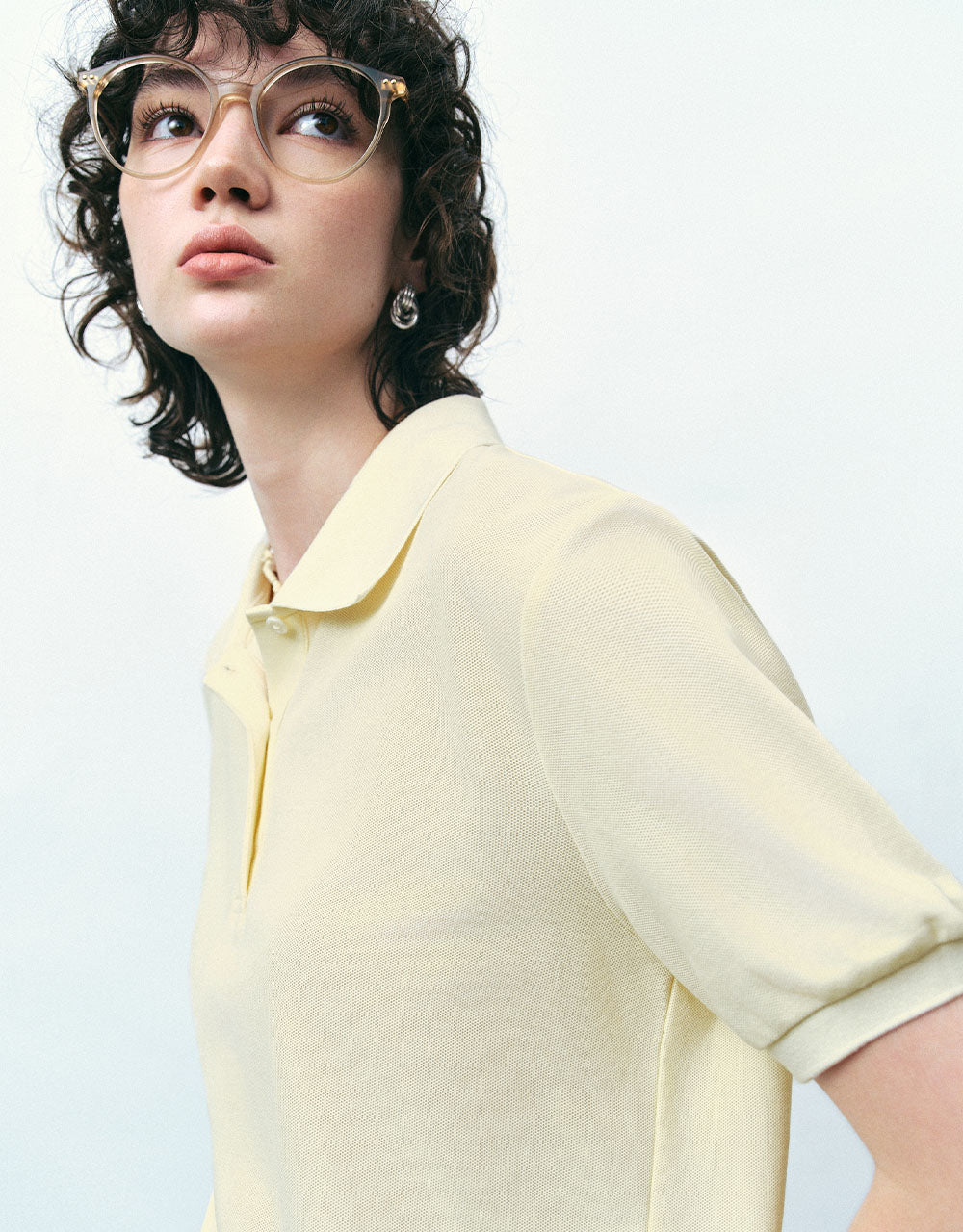 Button Half Placket Straight T-Shirt