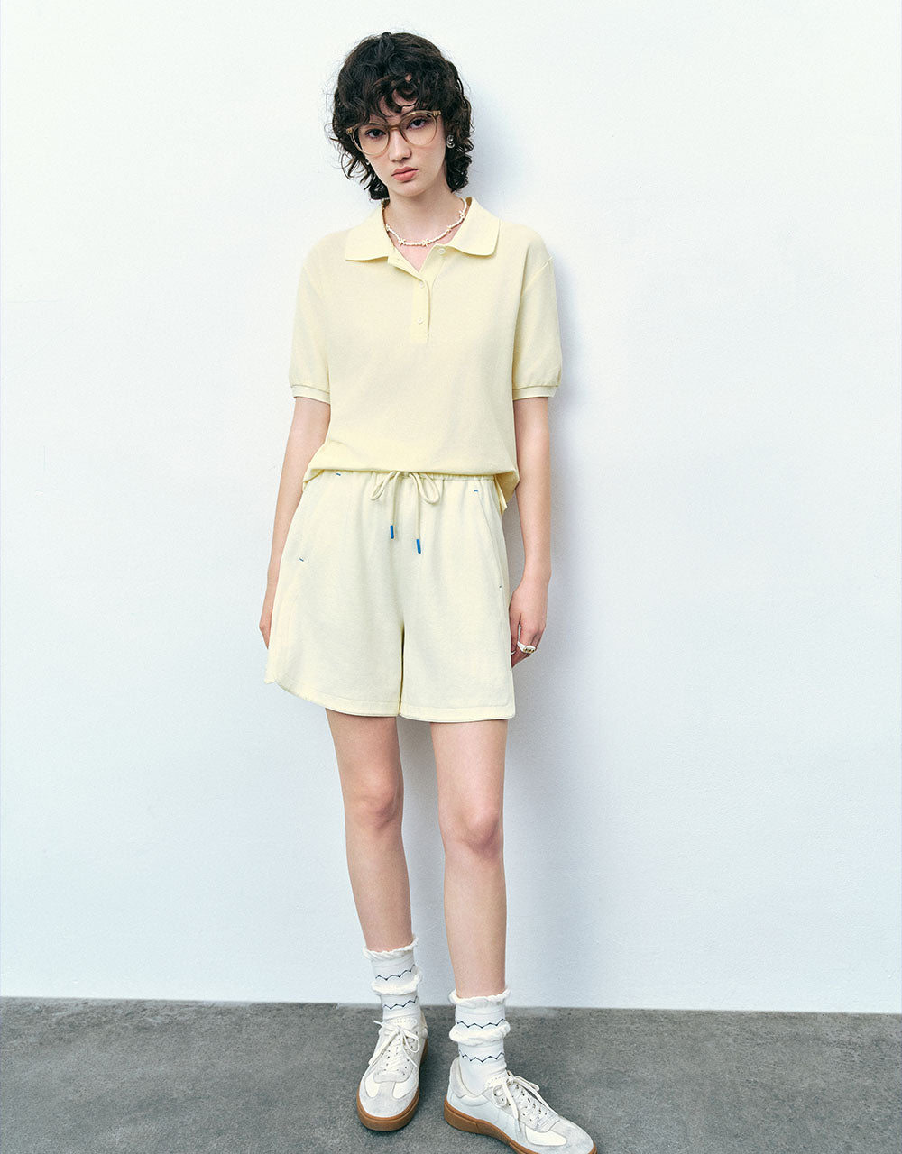 Button Half Placket Straight T-Shirt