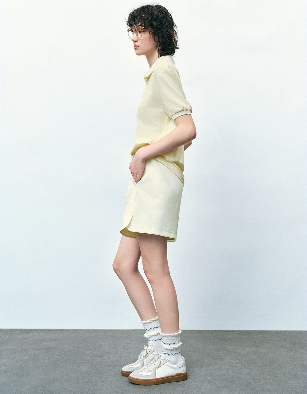 Button Half Placket Straight T-Shirt