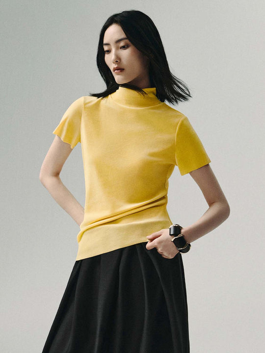Textured Flocked Short Sleeve Loose T-shirt