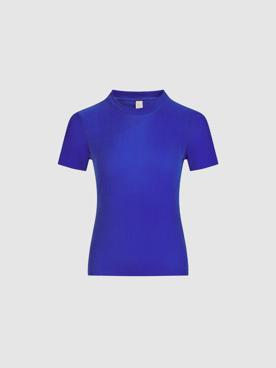 Textured Fitted Mock Neck Short Sleeve T-Shirt