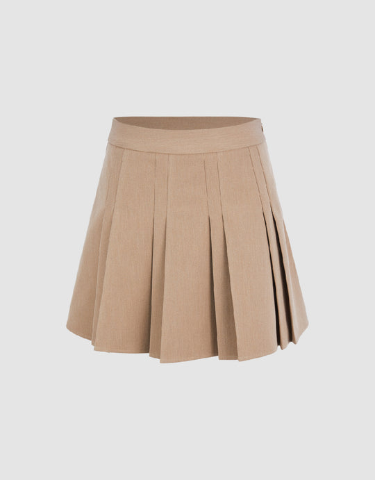 Pleated Mini A-Line Skirt