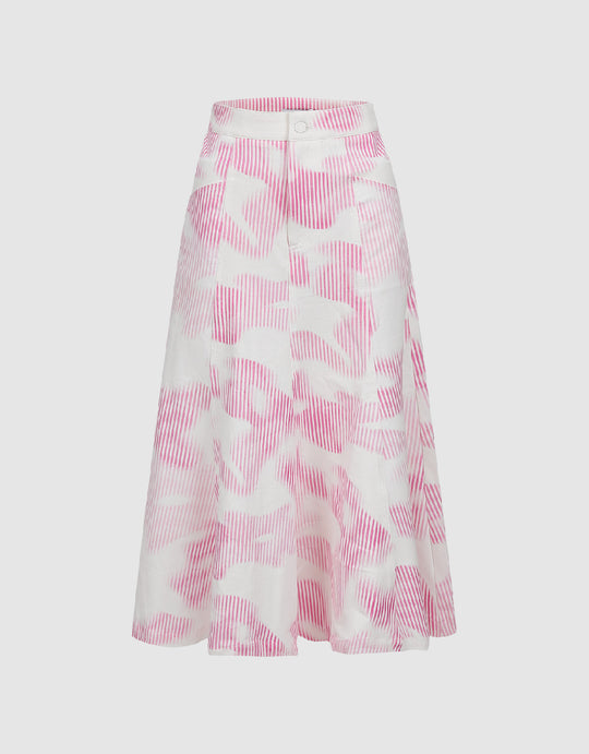 Printed Midi Fishtail Skirt