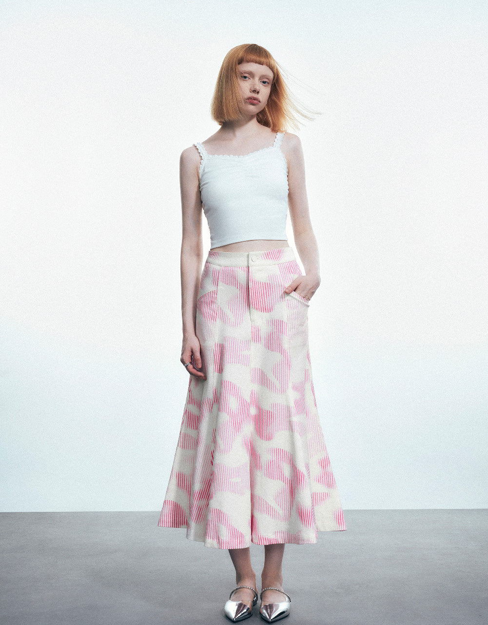 Printed Midi Fishtail Skirt