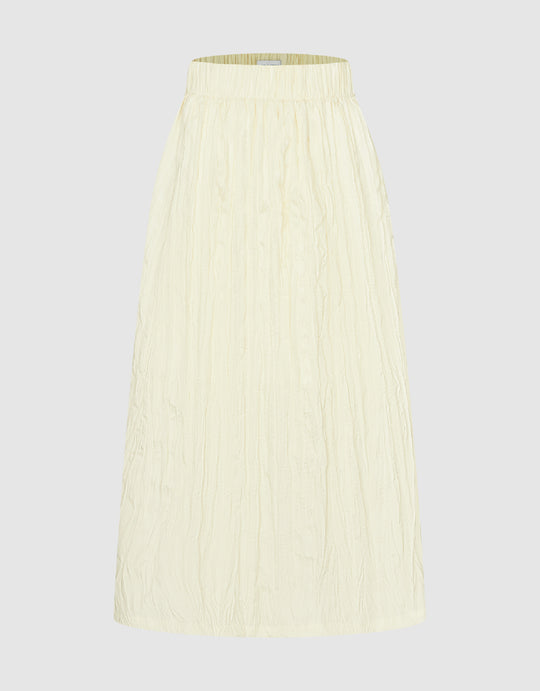 Elastic Waist Shirred Straight Skirt