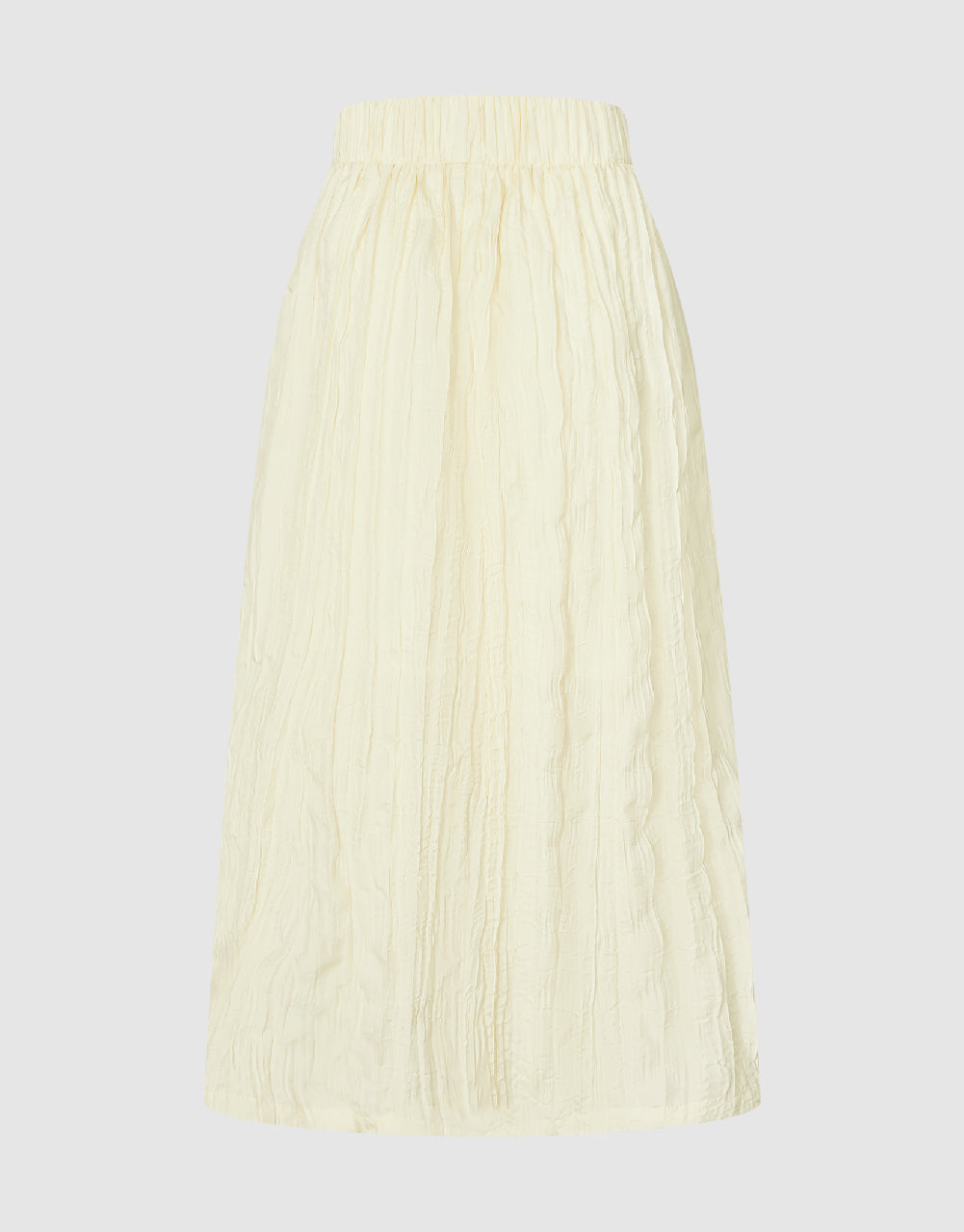 Elastic Waist Shirred Straight Skirt
