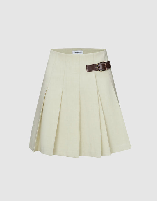 Pleated Mini A-Line Skirt